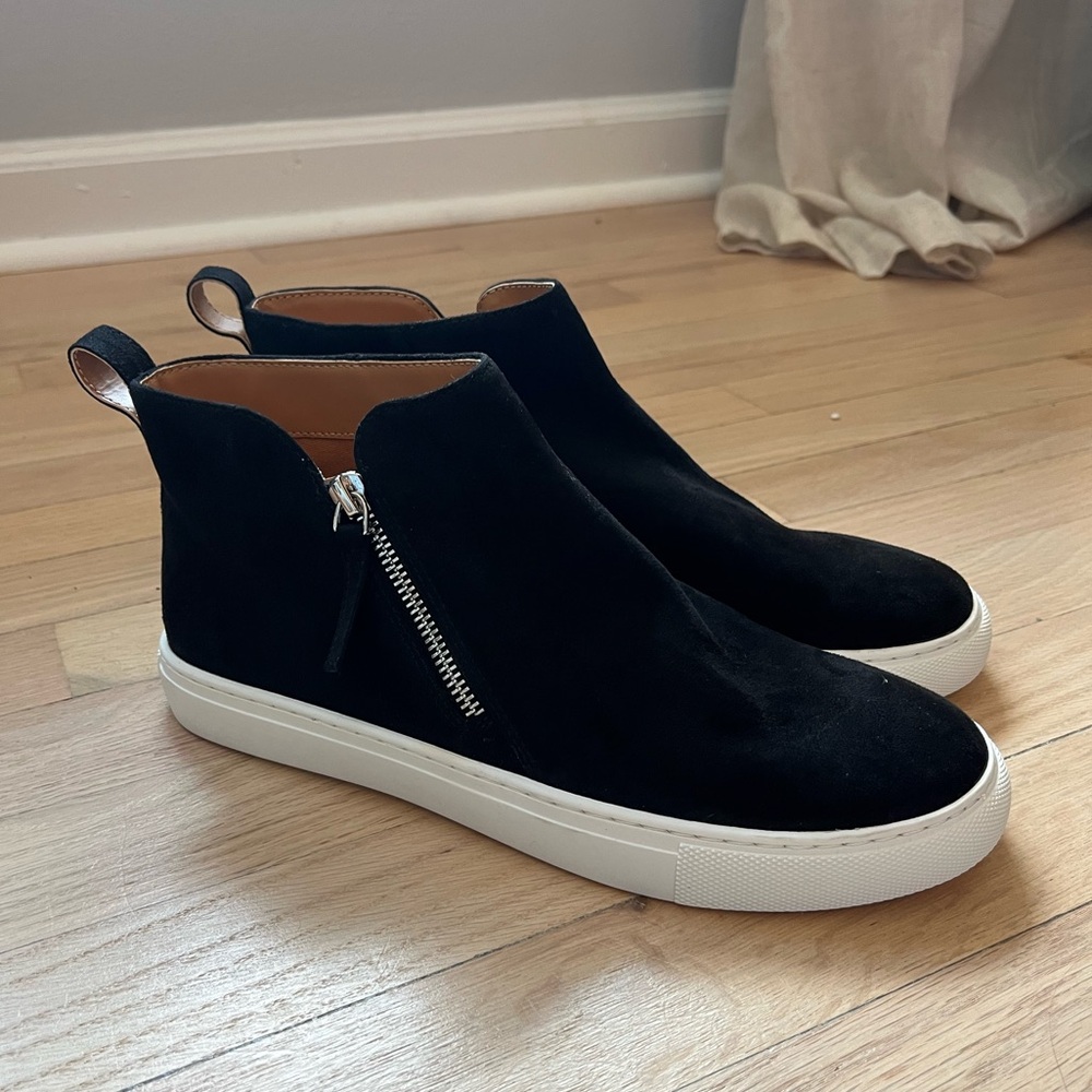 Black Faux Suede J Crew Sneakers